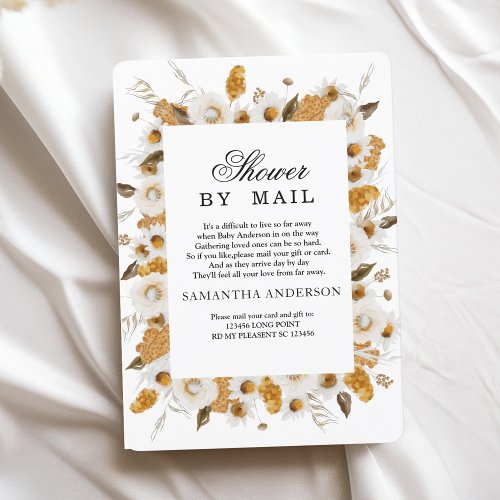 Watercolor Autumn Yellow  White Floral Frame Invitation