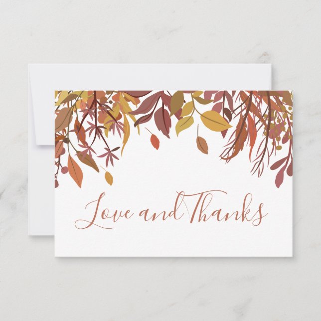 Watercolor autumnal leaves Flat Thank You Card (Front)