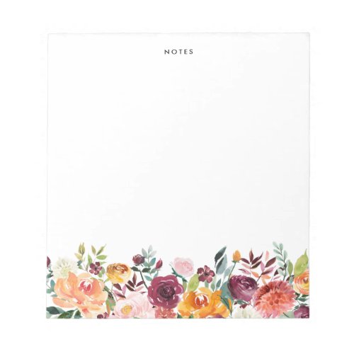 Watercolor Autums Blooms Fall Custom Notepad