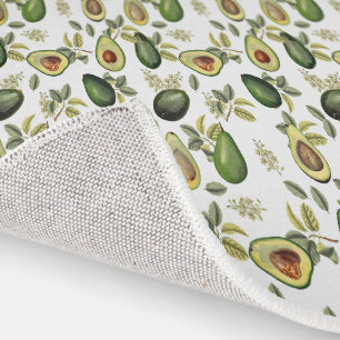 Watercolor Avocado Botanical Pattern Kitchen Rug