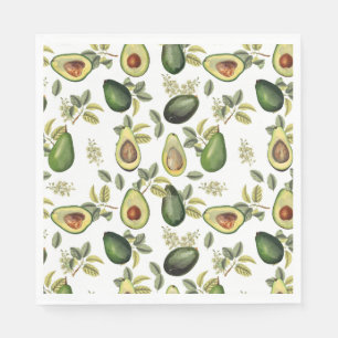 Watercolor Avocado Botanical Pattern Napkins