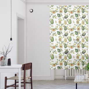 Watercolor Avocado Botanical Pattern Sheer Curtains