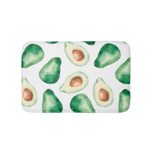 Watercolor Avocado Pattern Bath Mat