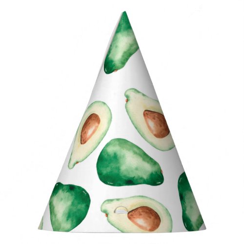 Watercolor Avocado Pattern Birthday Party Hat