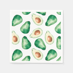 Watercolor Avocado Pattern Birthday Party Napkins