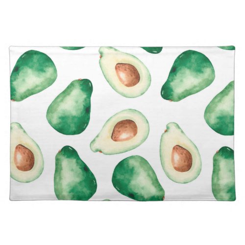 Watercolor Avocado Pattern Cloth Placemat
