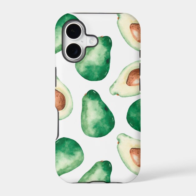 Watercolor Avocado Pattern Iphone Case (Back)