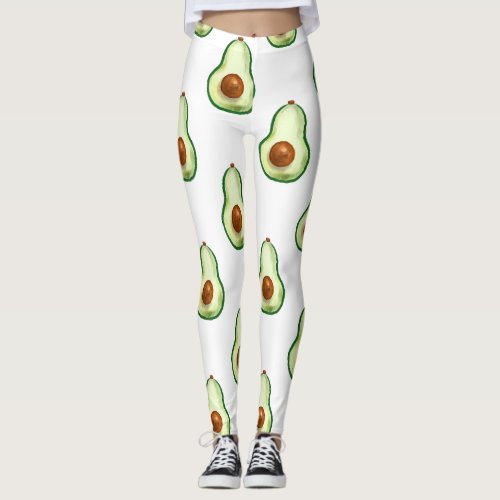 Watercolor Avocado Pattern Leggings