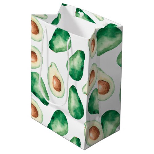 Watercolor Avocado Pattern Medium Gift Bag