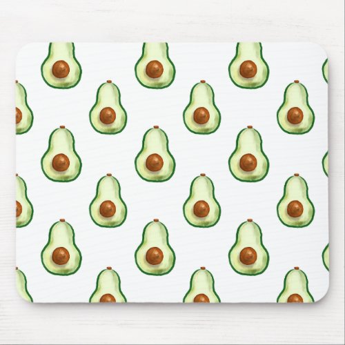 Watercolor Avocado Pattern Mouse Pad