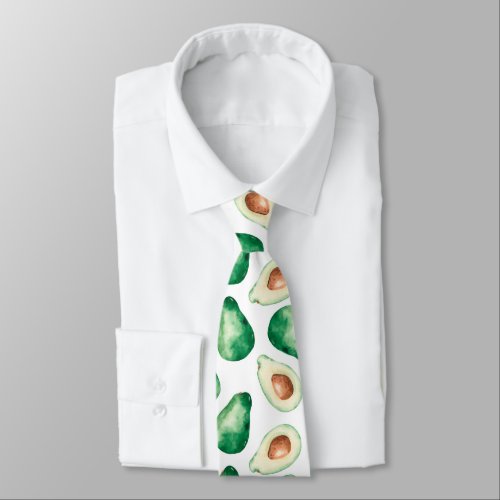 Watercolor Avocado Pattern Neck Tie