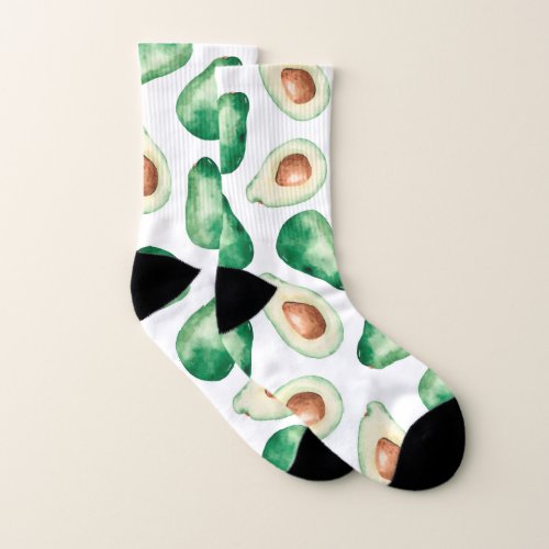 Watercolor Avocado Pattern Socks
