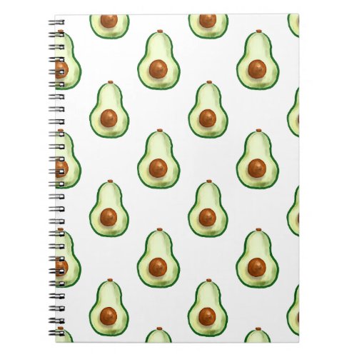 Watercolor Avocado Pattern Spiral Notebook