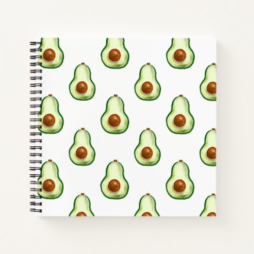 Watercolor Avocado Pattern Square Notebook