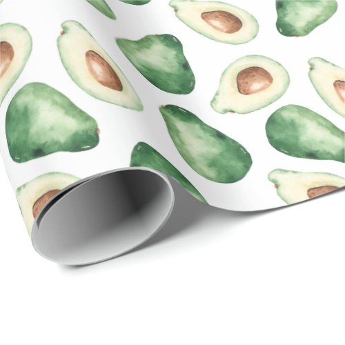 Watercolor Avocado Pattern Wrapping Paper