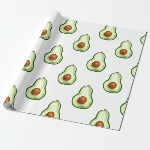 Watercolor Avocado Pattern Wrapping Paper