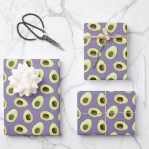 Watercolor Avocado Purple Wrapping Paper Sheets