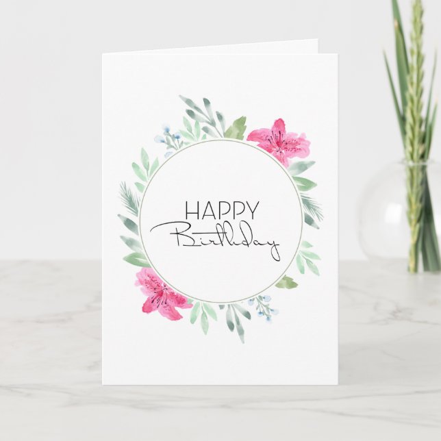 Watercolor Azalea Floral Card (Front)