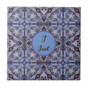 Watercolor Azulejo Purple Spanish Personalized Ceramic Tile