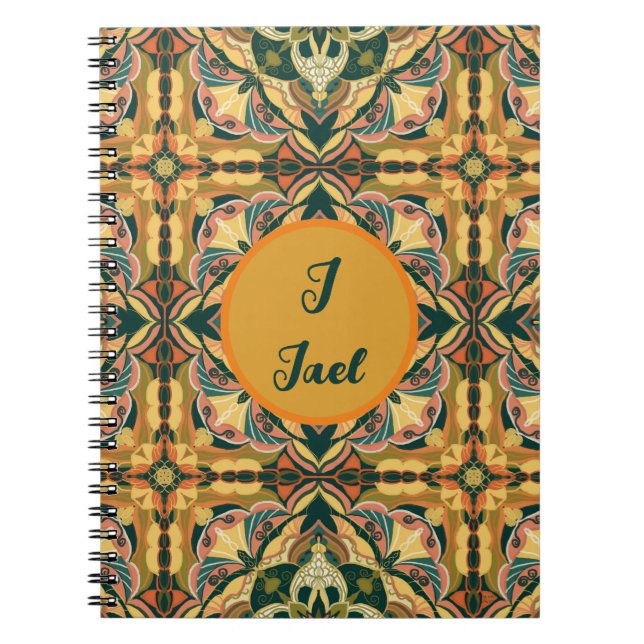 Watercolor Azulejo Spanish Personalized Tile  Notebook (Front)