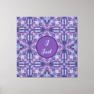 Watercolor Azulejo Violet Spanish Personalized Canvas Print
