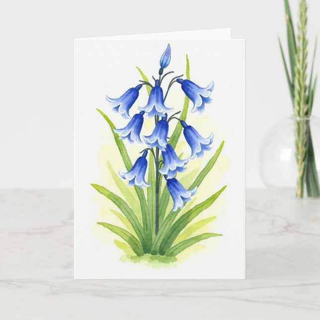 Watercolor Azure Bloom Card (Front)