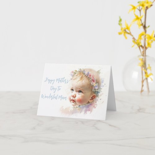 Watercolor Baby Angel Baby Mothers Day Card