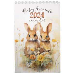 Watercolor Baby Animals Calendar