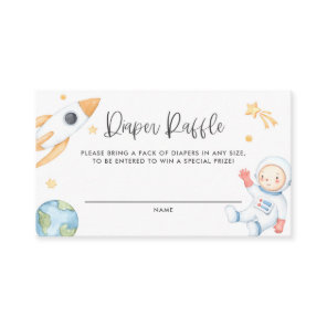 Watercolor Baby Astronaut Space Diaper Raffle Card