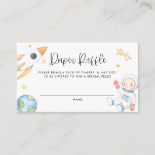 Watercolor Baby Astronaut Space Diaper Raffle Card