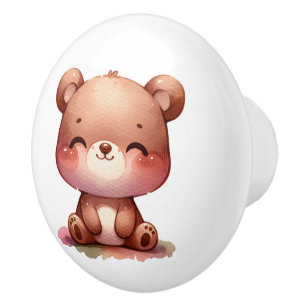 Watercolor Baby Bear Ceramic Knob