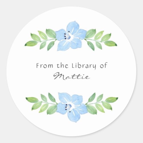 Watercolor Baby Blue Eyes Floral Swag Classic Round Sticker