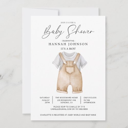 Watercolor Baby Boy Baby Shower Invitation