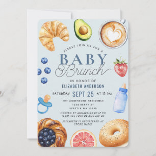 Watercolor Baby Brunch Boy Baby Shower Invitation