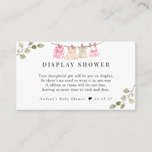 Watercolor Baby Clothes Boho Girl Display Shower Enclosure Card