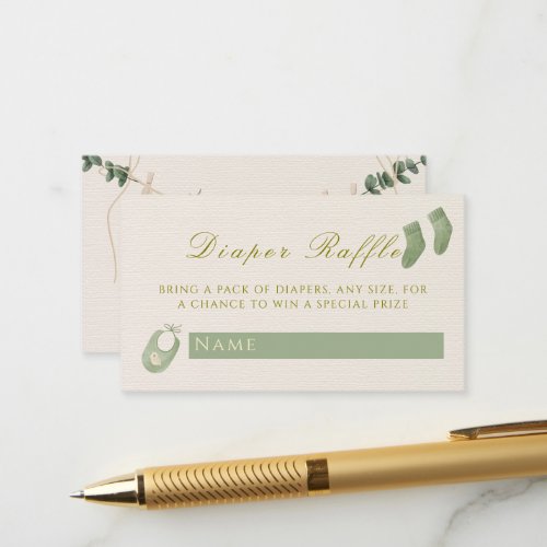 Watercolor Baby Clothesline Diaper Raffle Enclosur Enclosure Card