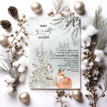 Watercolor baby cold outside woodland Baby Shower Invitation