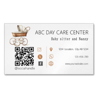 Watercolor Baby crib Baby sitting Business Card