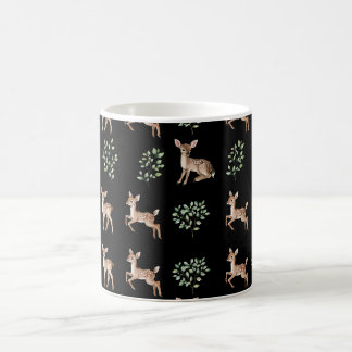 Watercolor Baby Deer and Leaves Pattern Coffee Mug
