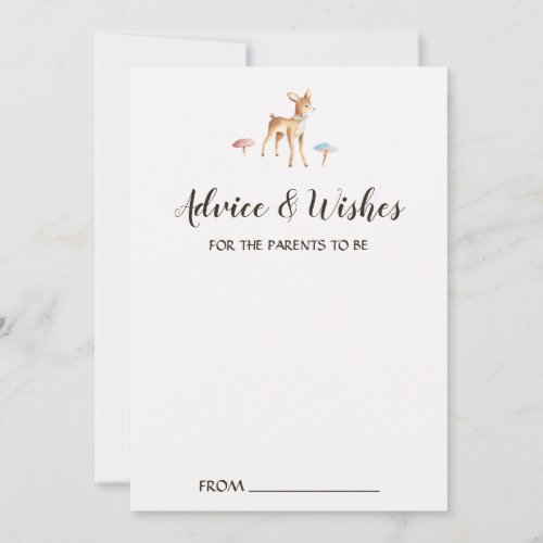 Watercolor Baby Deer Baby Shower Advice Cards