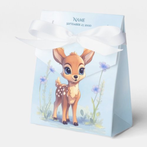 Watercolor Baby Deer Blue Flowers Favor Box