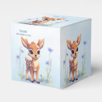 Watercolor Baby Deer Blue Flowers Favor Box