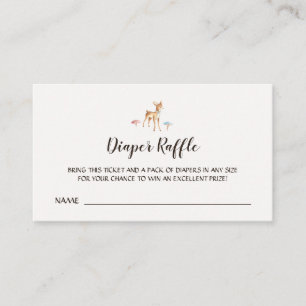Watercolor Baby Deer Mushrooms Diaper Raffle Enclosure Card