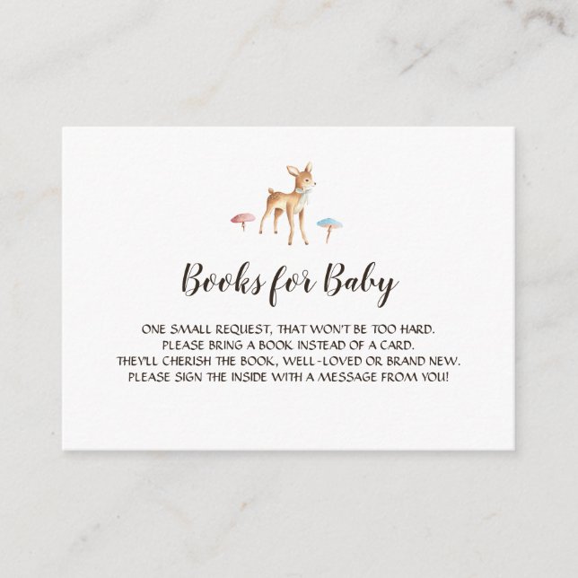 Watercolor Baby Deer on White Book Request Enclosure Card (Front)