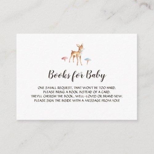Watercolor Baby Deer on White Book Request Enclosure Card