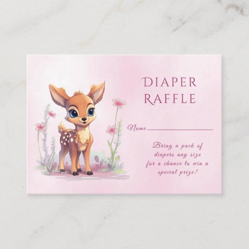 Watercolor Baby Deer Pink Flowers Baby Shower Enclosure Card