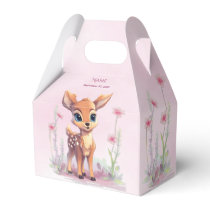 Watercolor Baby Deer Pink Flowers Favor Box