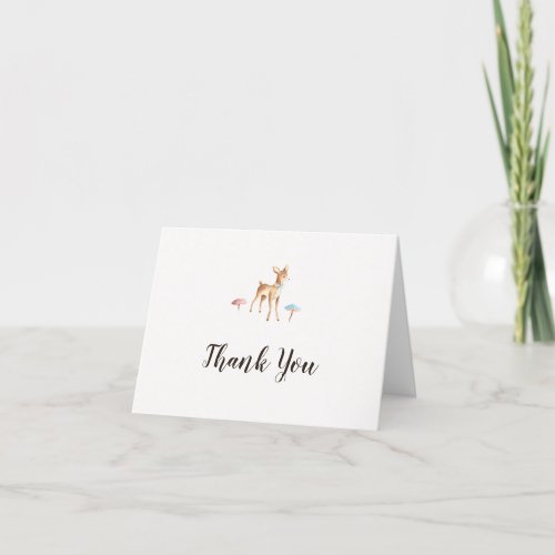 Watercolor Baby Deer Shower Thank You Card