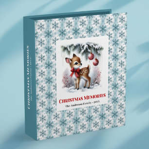 Watercolor baby deer snowy forest kids memory 3 ring binder