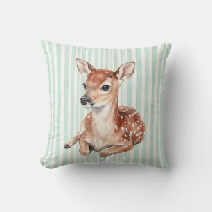 Watercolor Baby Deer Throw Pillow Cover
